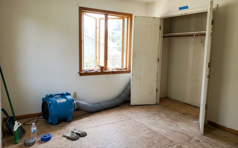 A cleared and sanitized room after remediation is complete