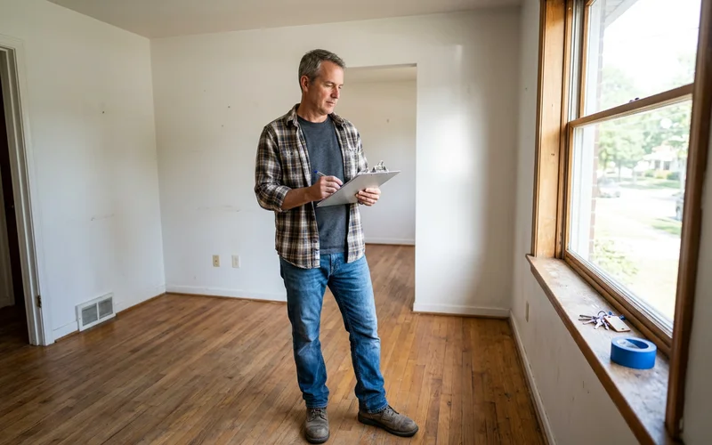 Landlord inspecting a completed odor remediation before the new tenant moves in