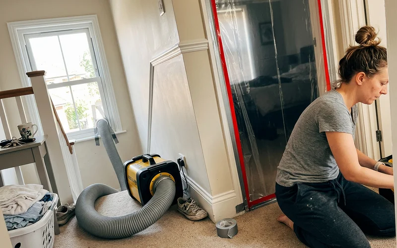Containment and negative air isolating the work zone