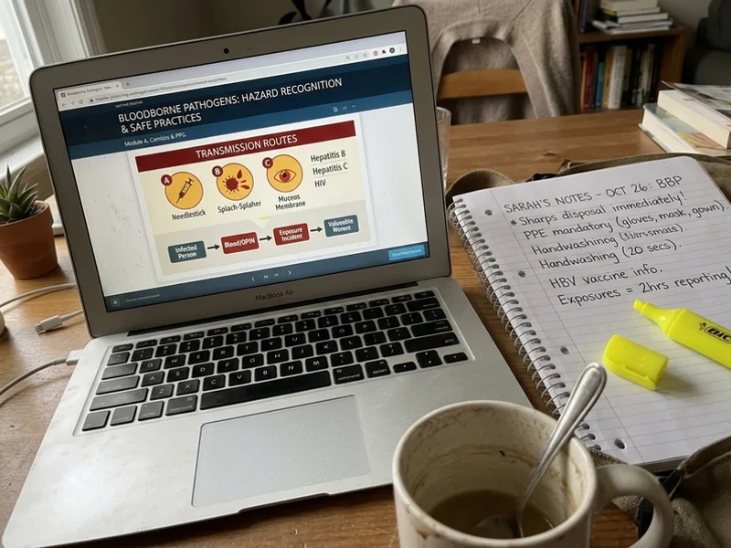 Bloodborne pathogens module on the online course dashboard