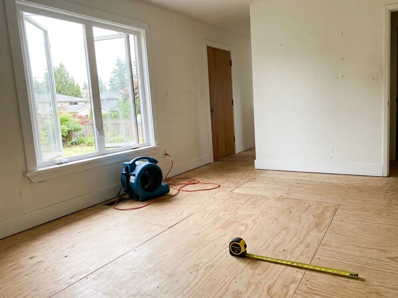Restored room with sealed subfloor ready to be listed for sale